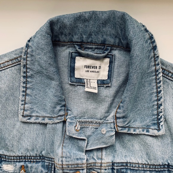 Forever21 Light Blue Distressed Jean Jacket - Picture 6 of 7